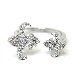 New .68cttw Micro Pave Set Diamond Simulant Fleur de lis Ring Size 11